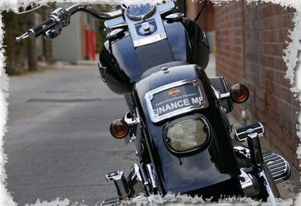 Kuryakyn Laydown Curved Chrome License Plate Mount and Frame Softail Dyna Sportster