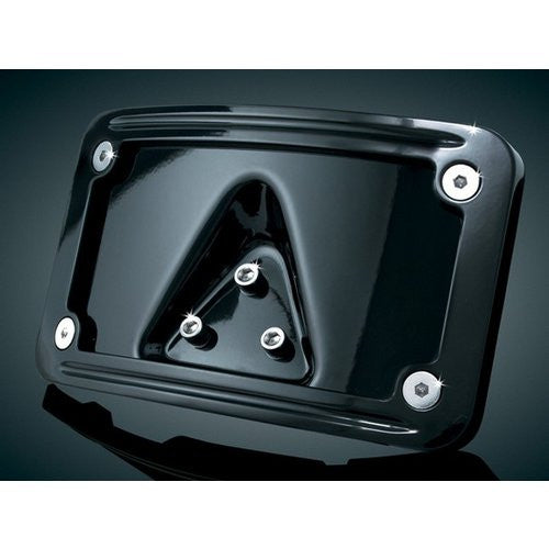 Kuryakyn Laydown Curved Black License Plate Mount and Frame Softail Dyna Sportster