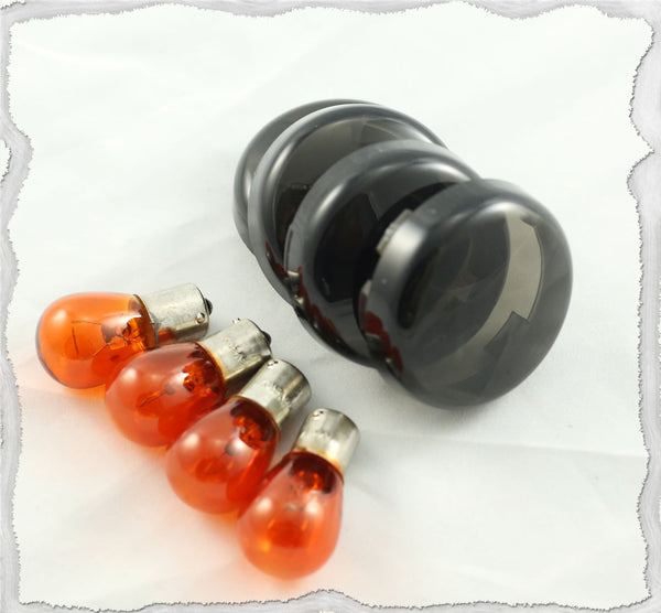 Smoked Turn Signal Lens Kit for Softail Dyna Sportster Models Aftermarket